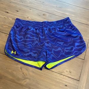 Under Armour Blue / Purple and Neon Green / Yellow Shorts - size M